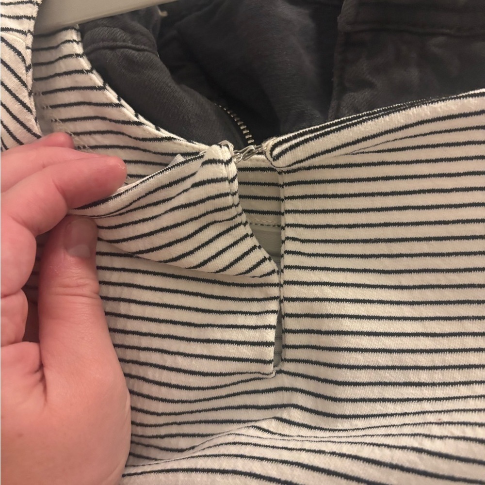 J Crew Factory White and Black Striped Peplum Sleeve Mini Dress - Picture 4 of 7